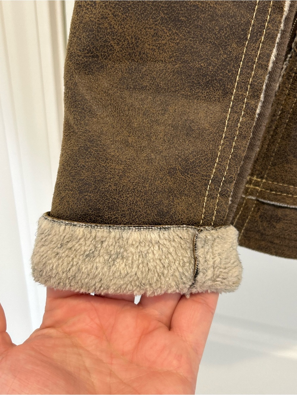 Kuhl Brown Faux-Shearling Trim Leather-Style Jacket Projekt Women's Size XL - Picture 5 of 16